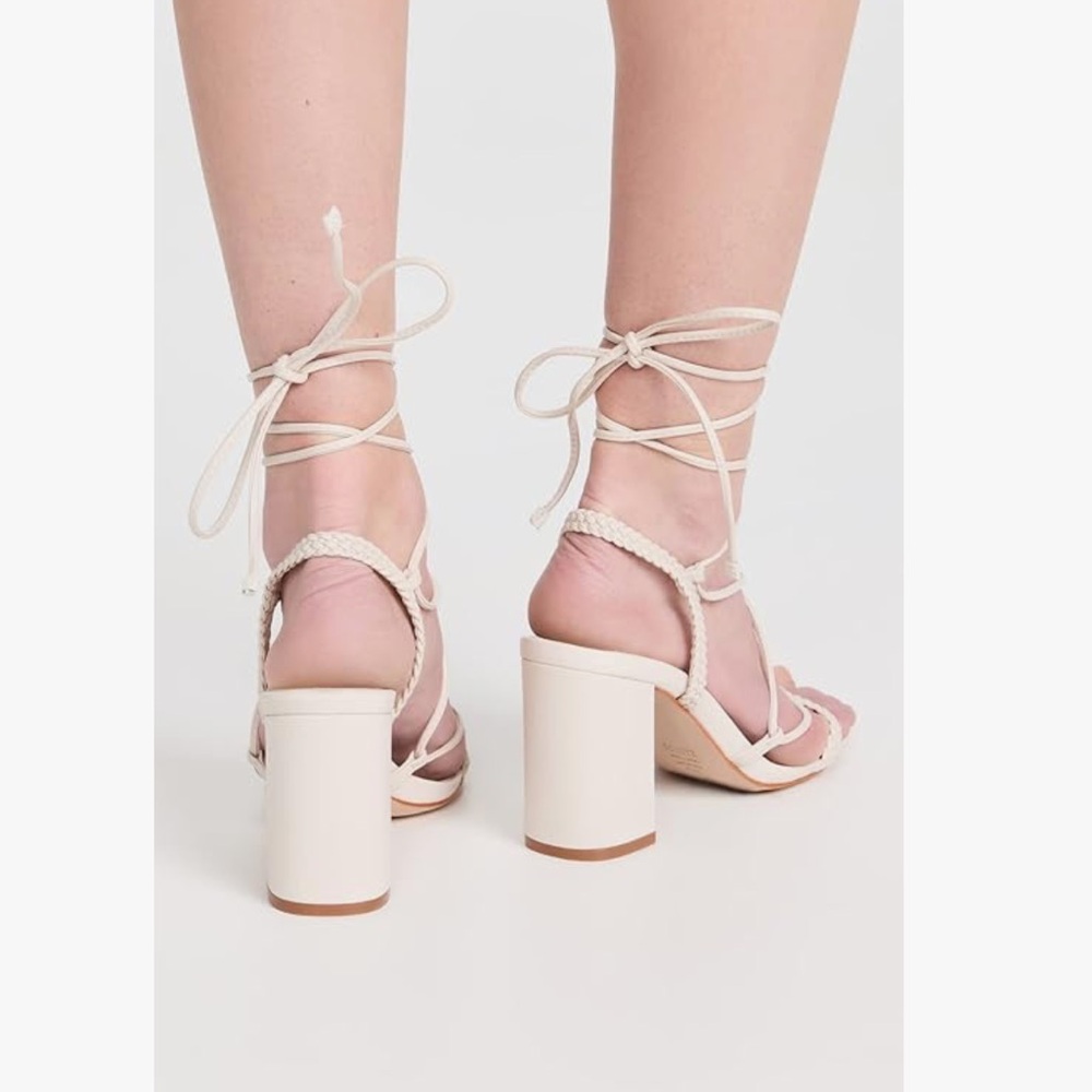 SCHUTZ White Braided Lace-Up Heels